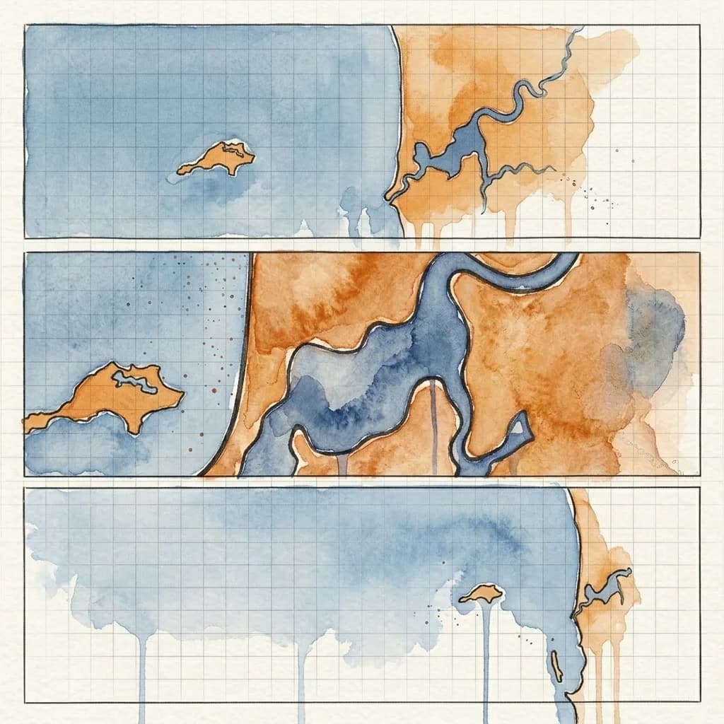 Watercolor map illustration of Perth, Western Australia